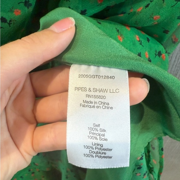 Veronica Beard Amal Green Ditzy Floral Asymmetrical Ruffle Dress - Picture 8 of 11